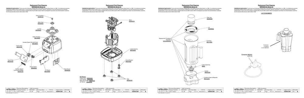 Diagram Diagram and Parts List for HBF600S-SA  Hamilton Beach Blender